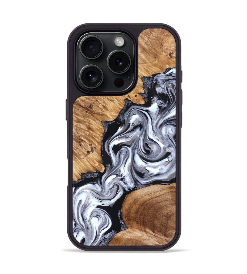 iPhone 16 Pro Wood Phone Case - Jaslene (Black & White, 825279)