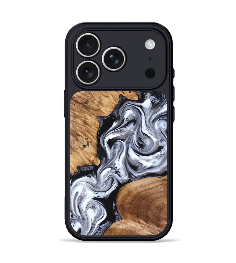 iPhone 17 Pro Wood Phone Case - Jaslene (Black & White, 825279)
