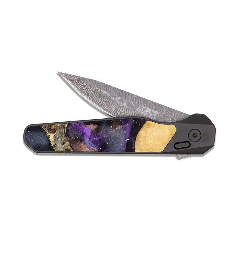 EDC Dark Damascus Wood Pocket Knife - Natalie (Cosmos, 825305)