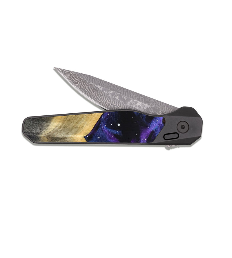 EDC Dark Damascus Wood Pocket Knife - Newton (Cosmos, 825313)