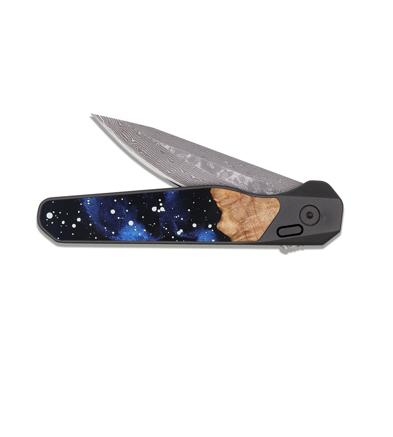 EDC Dark Damascus Wood Pocket Knife - Shelli (Cosmos, 825314)