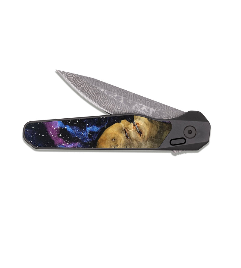EDC Dark Damascus Wood Pocket Knife - Amari (Cosmos, 825316)