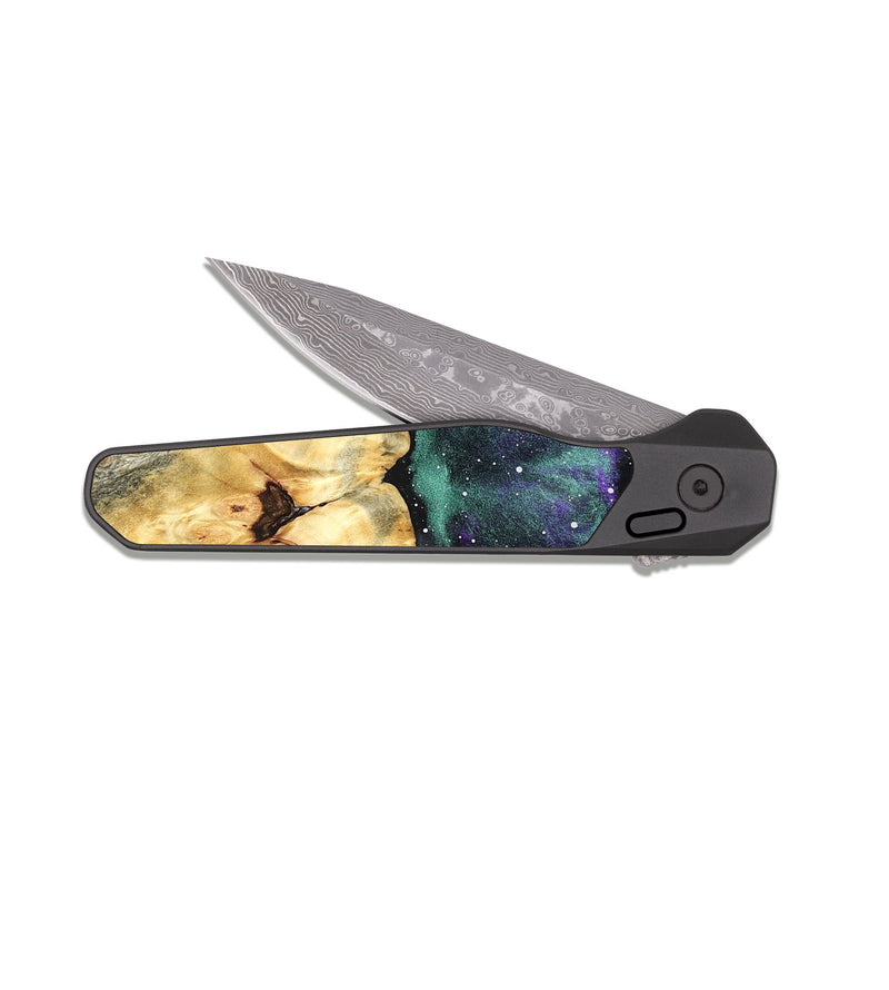 EDC Dark Damascus Wood Pocket Knife - Lavonne (Cosmos, 825319)
