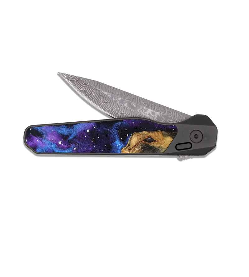 EDC Dark Damascus Wood Pocket Knife - Gust (Cosmos, 825320)