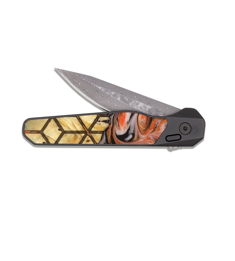 EDC Dark Damascus Wood Pocket Knife - Ron (Pattern, 825327)