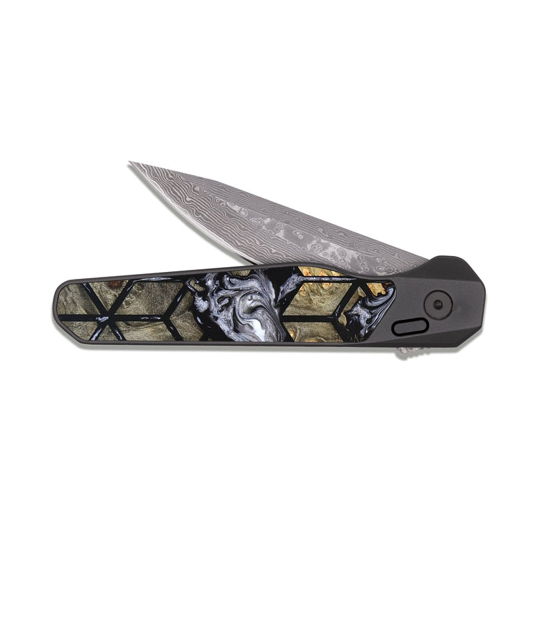 EDC Dark Damascus Wood Pocket Knife - Vesta (Pattern, 825328)