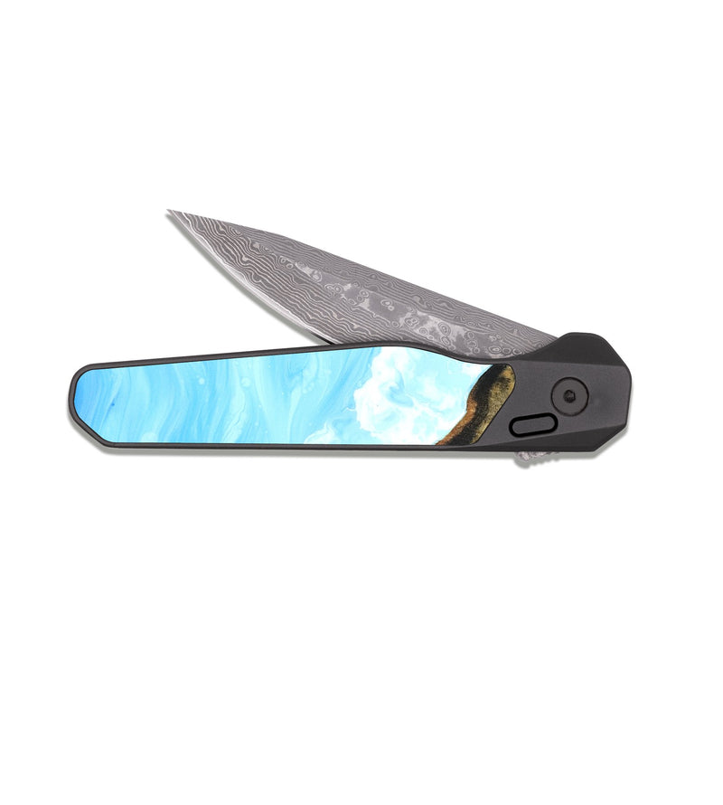 EDC Dark Damascus Wood Pocket Knife - Deann (Coastal, 825333)