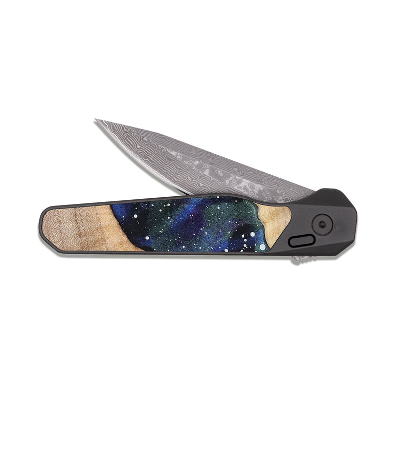 EDC Dark Damascus Wood Pocket Knife - Hadley (Cosmos, 825339)