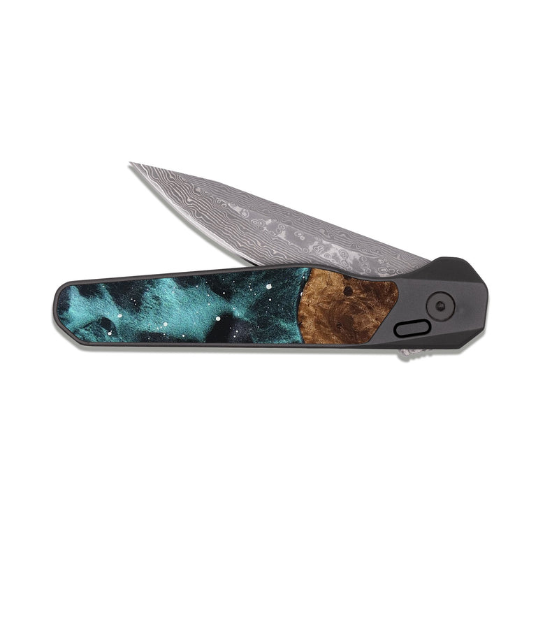 EDC Dark Damascus Wood Pocket Knife - Edward (Cosmos, 825340)