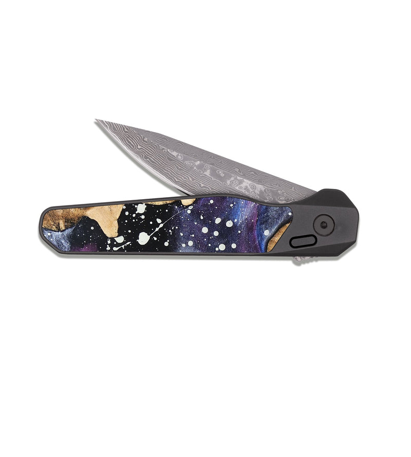 EDC Dark Damascus Wood Pocket Knife - Eldora (Cosmos, 825341)