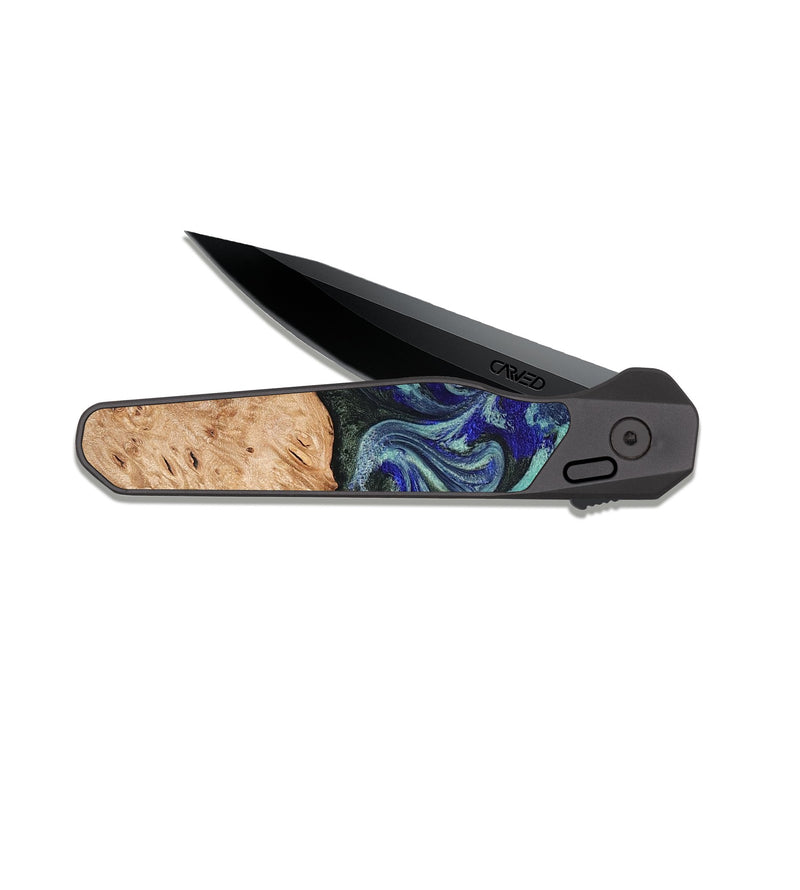 EDC Dark Slate Wood Pocket Knife - Zendaya (Green, 825345)
