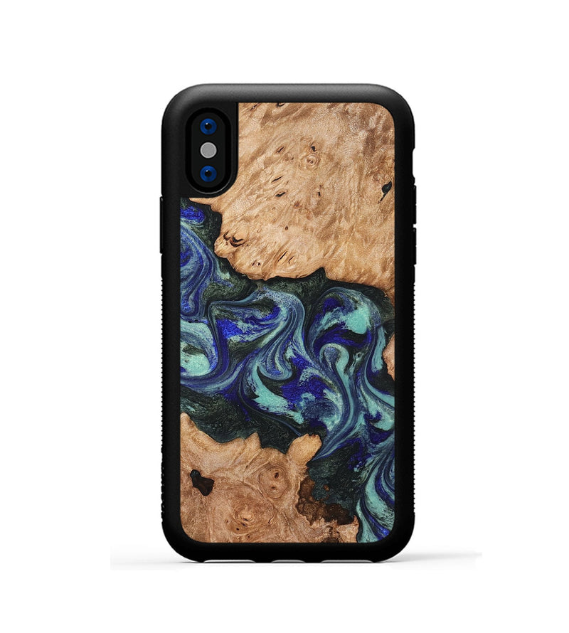 iPhone Xs Wood Phone Case - Zendaya (Green, 825345)