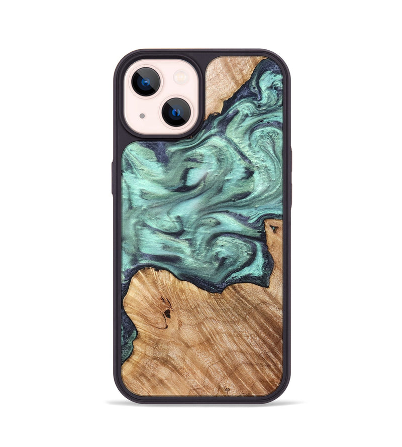 iPhone 14 Wood Phone Case - Madelyn (Green, 825347)