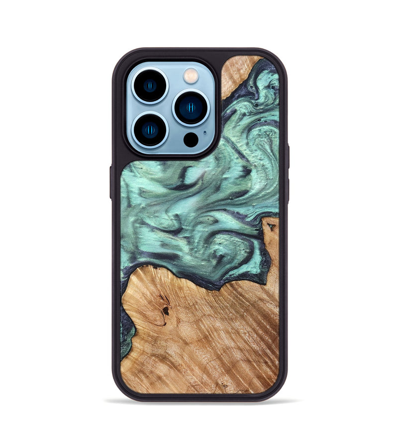 iPhone 14 Pro Wood Phone Case - Madelyn (Green, 825347)