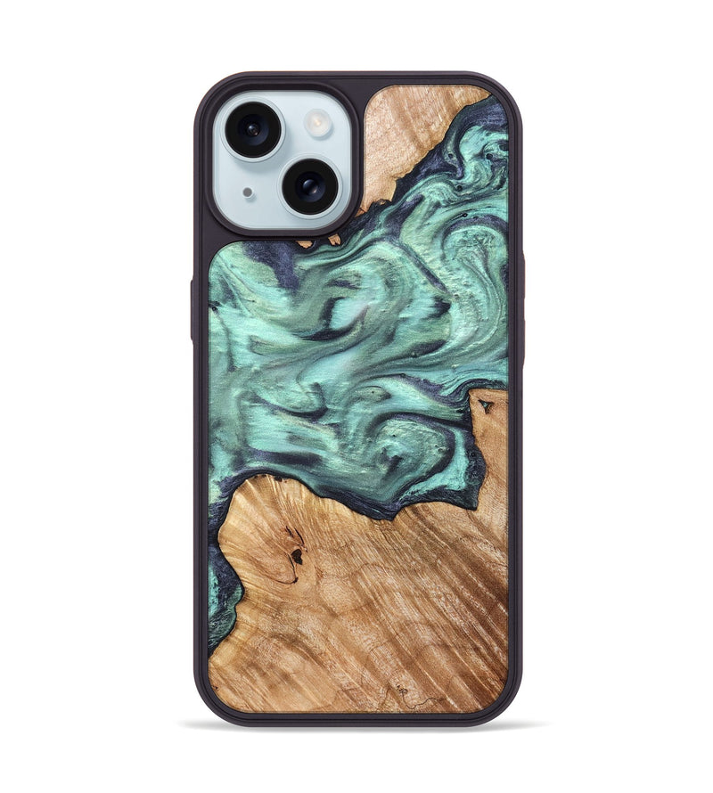 iPhone 15 Wood Phone Case - Madelyn (Green, 825347)