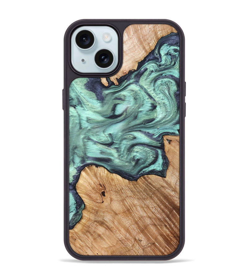 iPhone 15 Plus Wood Phone Case - Madelyn (Green, 825347)