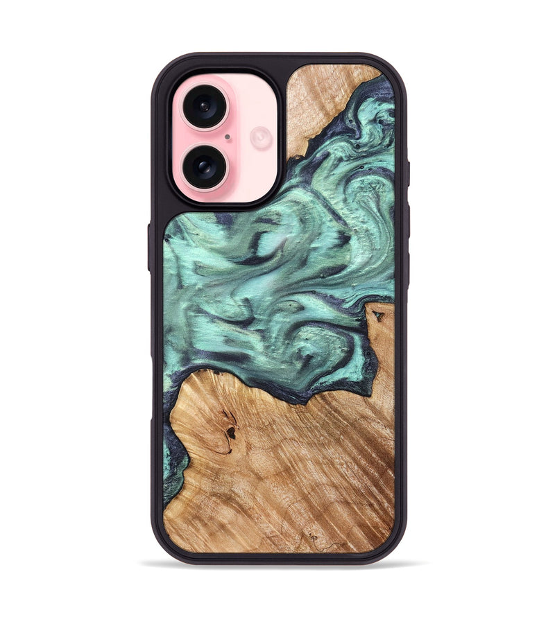 iPhone 16 Wood Phone Case - Madelyn (Green, 825347)
