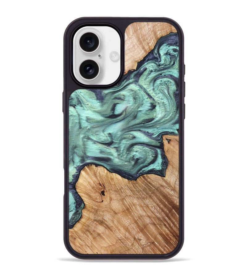 iPhone 16 Plus Wood Phone Case - Madelyn (Green, 825347)