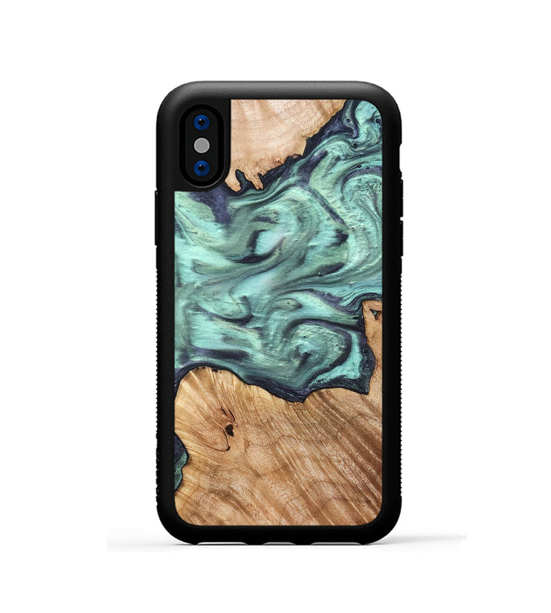 iPhone Xs Wood Phone Case - Madelyn (Green, 825347)