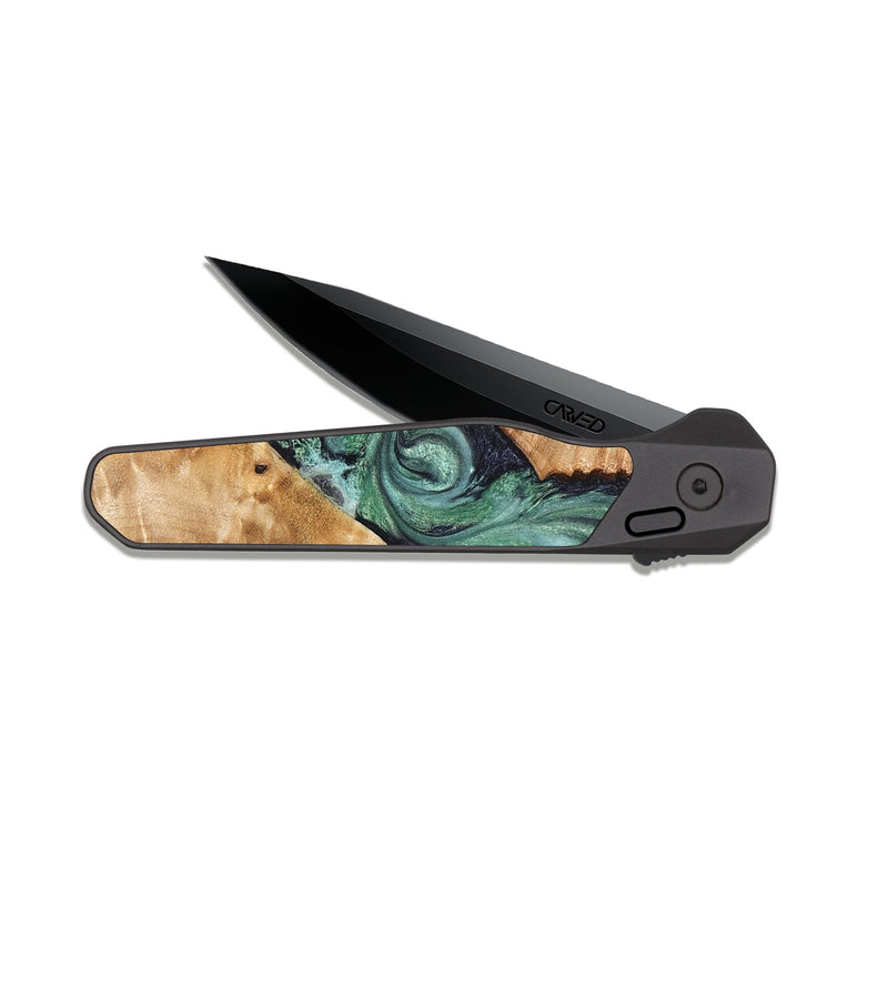 EDC Dark Slate Wood Pocket Knife - Briella (Green, 825350)