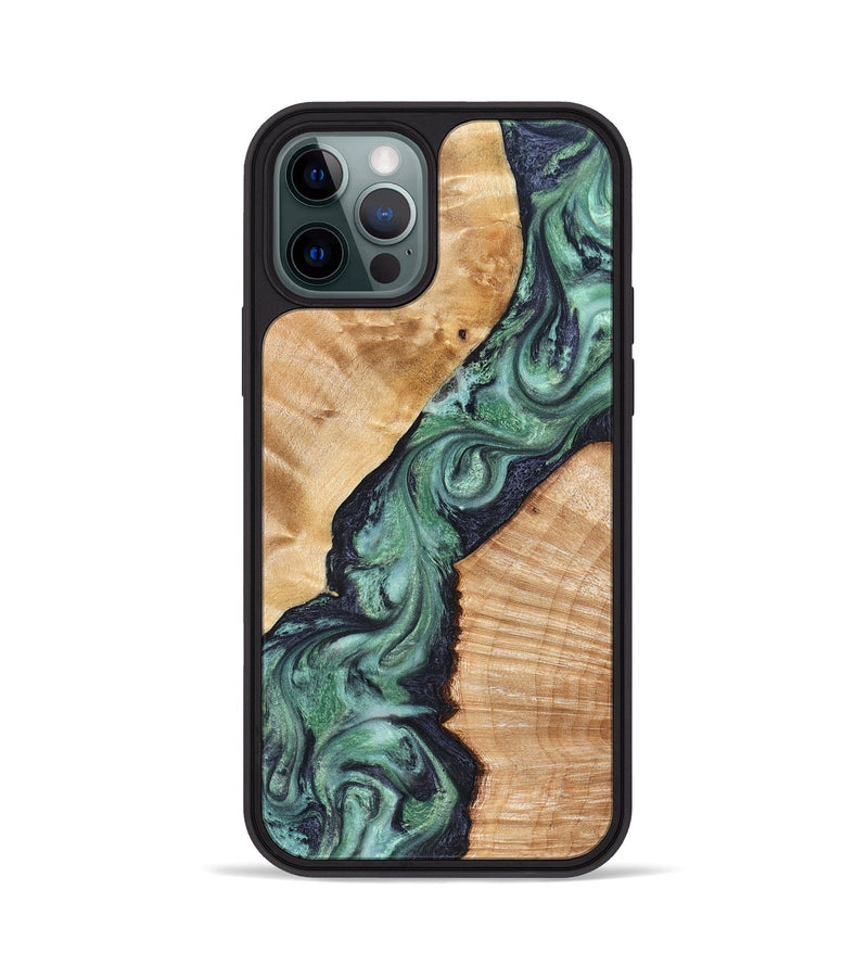 iPhone 12 Pro Wood Phone Case - Briella (Green, 825350)