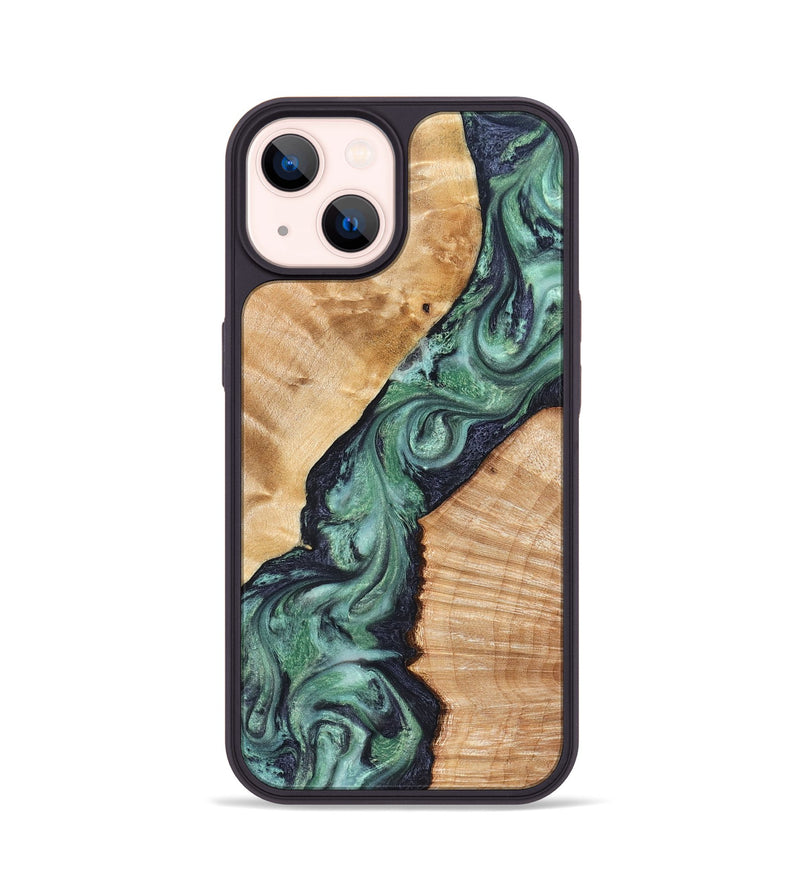 iPhone 14 Wood Phone Case - Briella (Green, 825350)