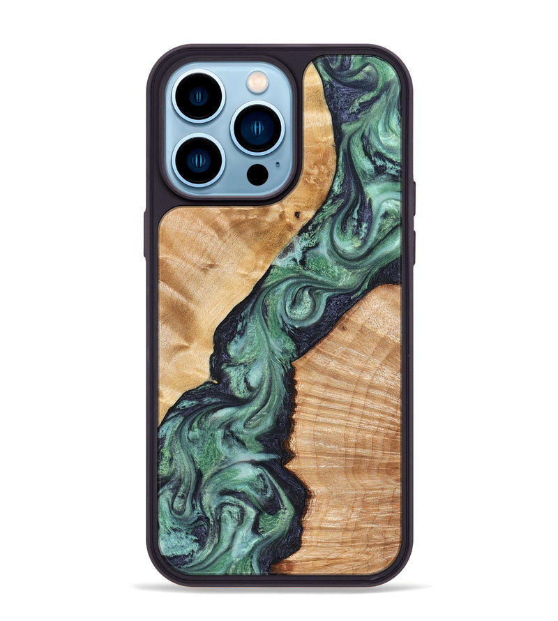 iPhone 14 Pro Max Wood Phone Case - Briella (Green, 825350)