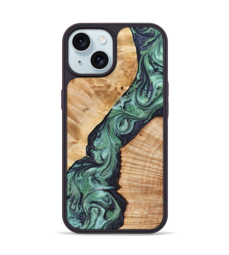 iPhone 15 Wood Phone Case - Briella (Green, 825350)