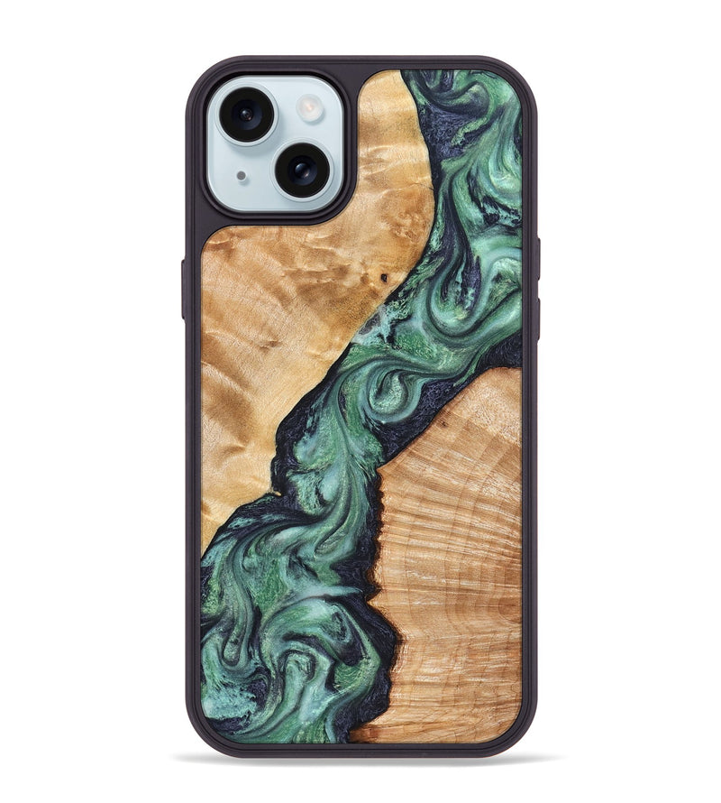 iPhone 15 Plus Wood Phone Case - Briella (Green, 825350)