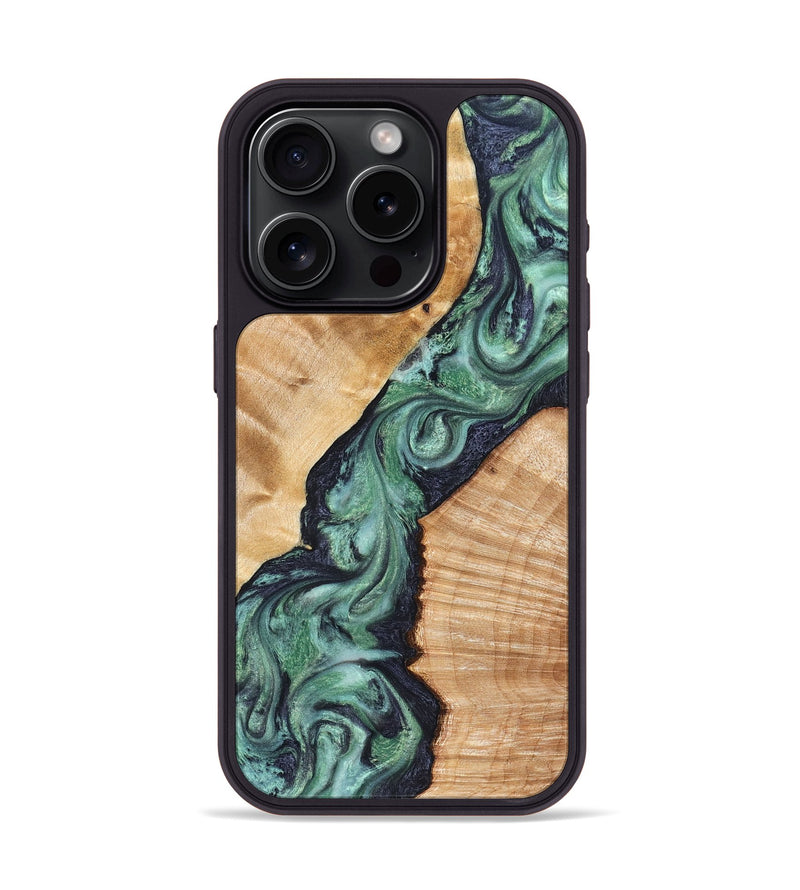 iPhone 15 Pro Wood Phone Case - Briella (Green, 825350)