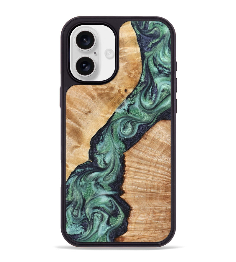 iPhone 16 Plus Wood Phone Case - Briella (Green, 825350)