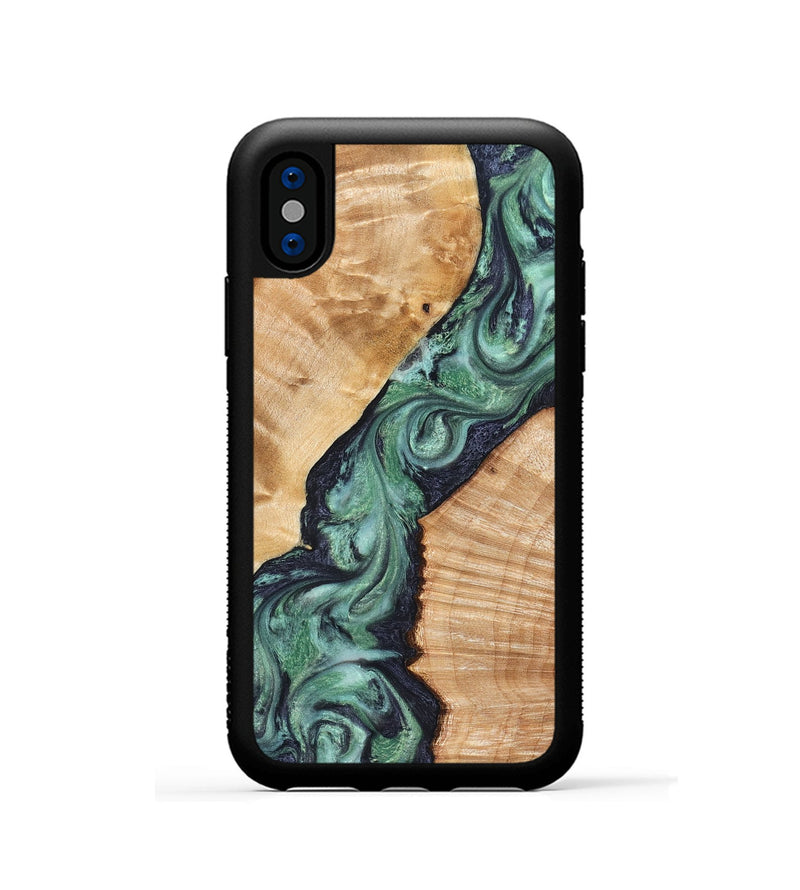 iPhone Xs Wood Phone Case - Briella (Green, 825350)