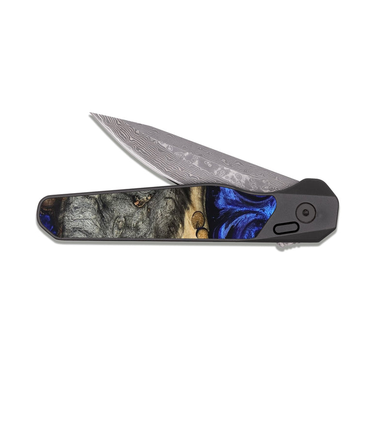 EDC Dark Damascus Wood Pocket Knife - Collins (Blue, 825352)