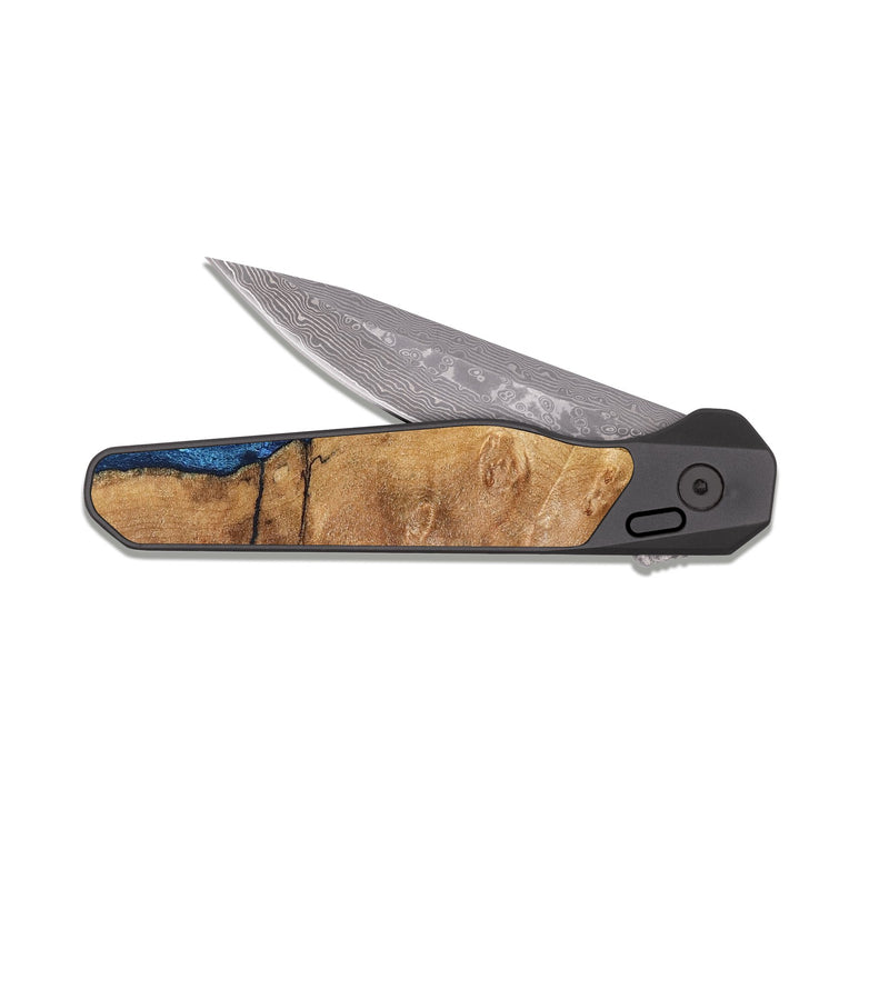 EDC Dark Damascus Wood Pocket Knife - Jax (Blue, 825353)