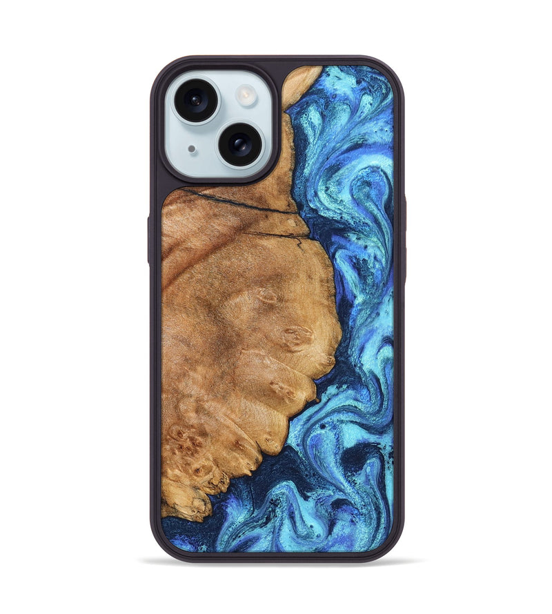iPhone 15 Wood Phone Case - Jax (Blue, 825353)
