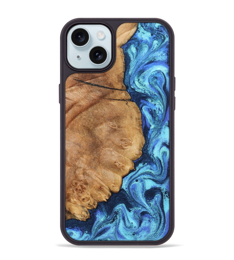 iPhone 15 Plus Wood Phone Case - Jax (Blue, 825353)