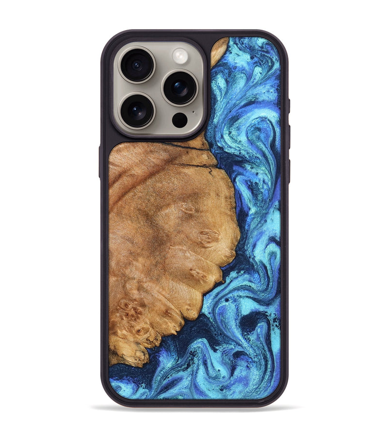iPhone 15 Pro Max Wood Phone Case - Jax (Blue, 825353)