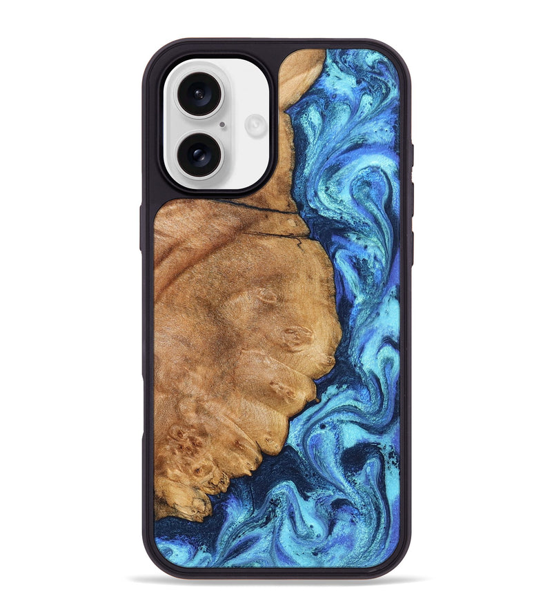 iPhone 16 Plus Wood Phone Case - Jax (Blue, 825353)