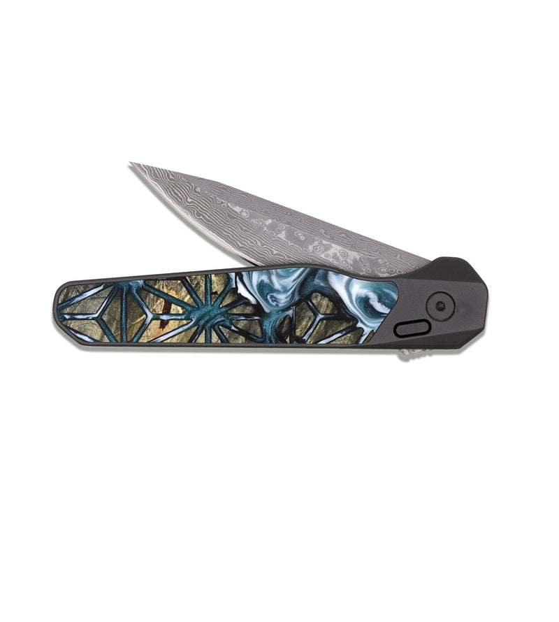 EDC Dark Damascus Wood Pocket Knife - Mikael (Pattern, 825356)