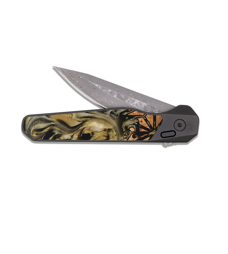 EDC Dark Damascus Wood Pocket Knife - Rusty (Pattern, 825357)