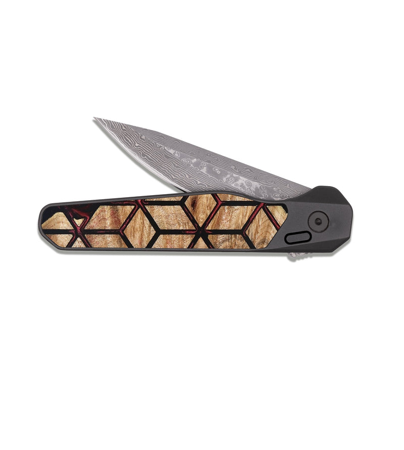 EDC Dark Damascus Wood Pocket Knife - Kaycee (Pattern, 825360)