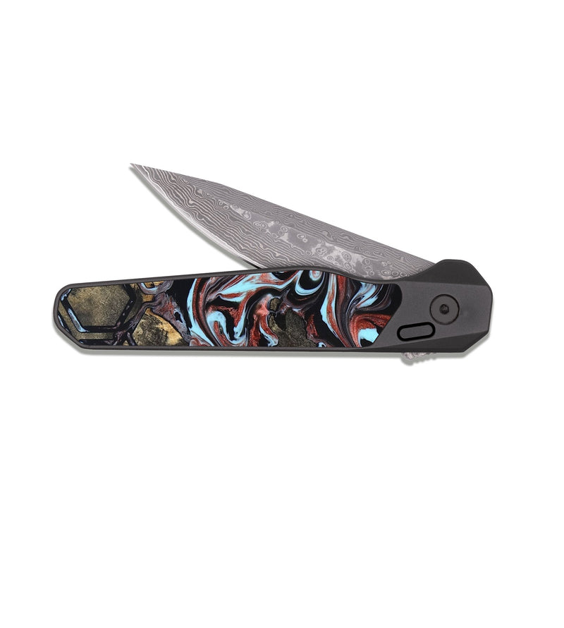 EDC Dark Damascus Wood Pocket Knife - Katelyn (Pattern, 825362)