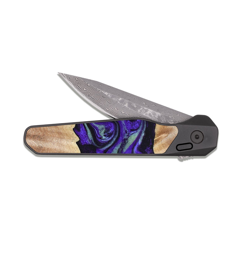EDC Dark Damascus Wood Pocket Knife - Anika (Purple, 825368)