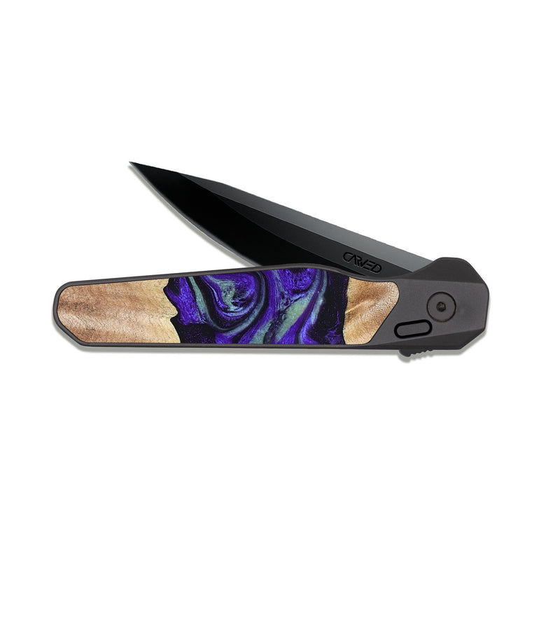 EDC Dark Slate Wood Pocket Knife - Anika (Purple, 825368)