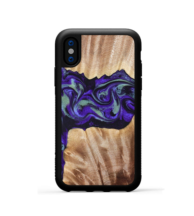 iPhone Xs Wood Phone Case - Anika (Purple, 825368)