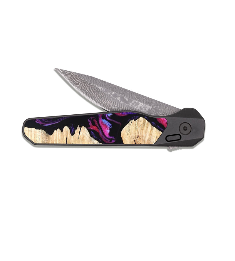 EDC Dark Damascus Wood Pocket Knife - Alisson (Purple, 825370)