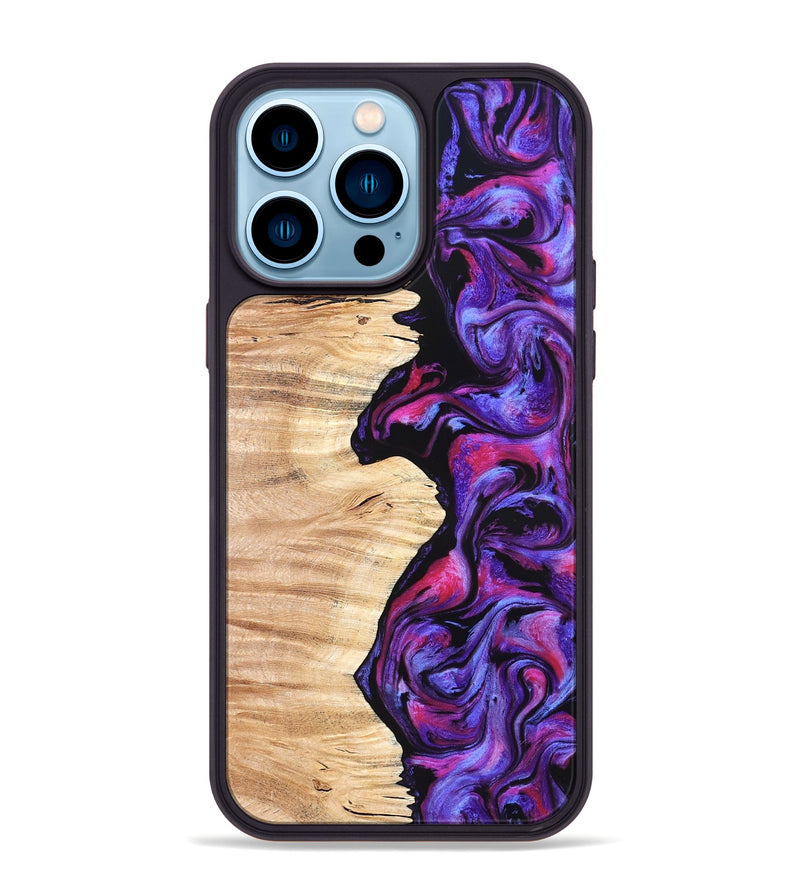 iPhone 14 Pro Max Wood Phone Case - Alisson (Purple, 825370)