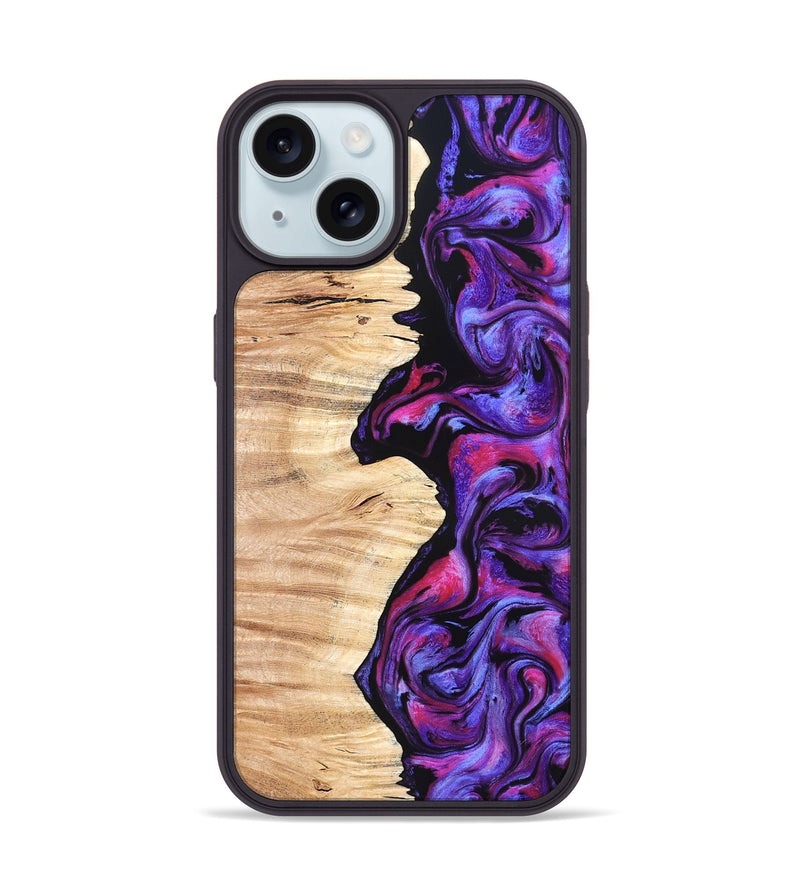 iPhone 15 Wood Phone Case - Alisson (Purple, 825370)