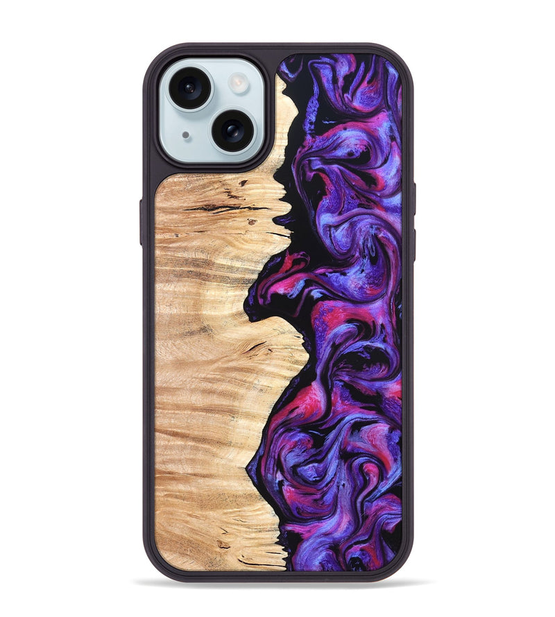 iPhone 15 Plus Wood Phone Case - Alisson (Purple, 825370)