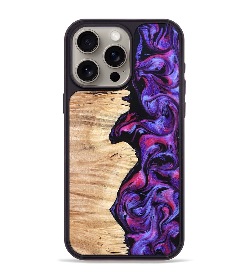 iPhone 15 Pro Max Wood Phone Case - Alisson (Purple, 825370)